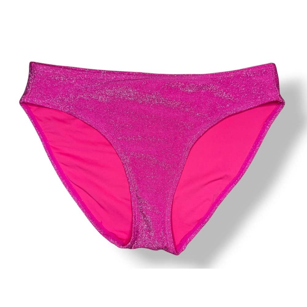 Good American Women's L/XL Bikini Bottom Swimwear Shimmer Pink NEW